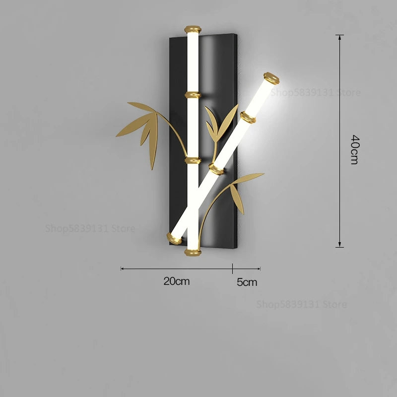 Modern Chinese style acrylic bamboo effect wall light - vue 10 sur 10