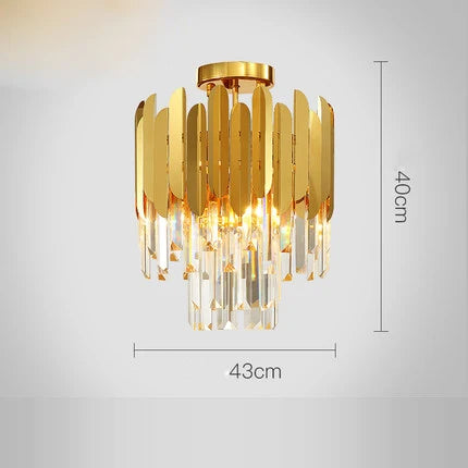 Art deco crystal chandelier in stainless steel with LED lighting - vue 20 sur 19