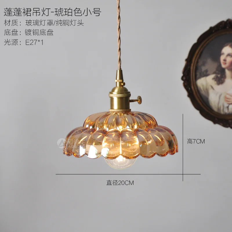 Copper glass pendant light for restaurant, bar and loft