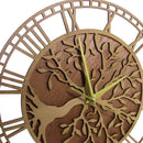 decorative and silent farmhouse style tree of life wooden wall clock