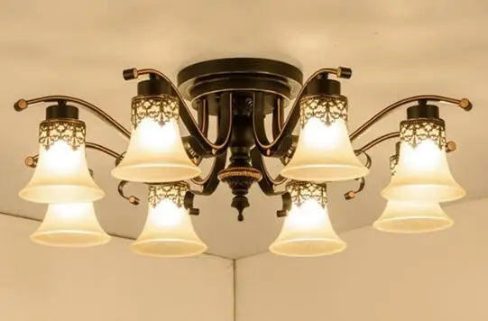 Vintage glass and metal retro ceiling light - vue 10 sur 10