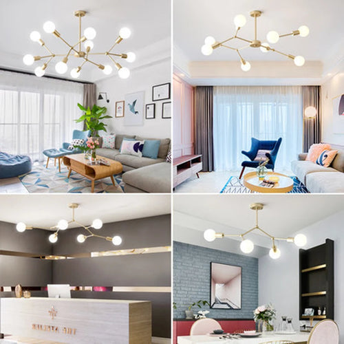 Modern multi-head chandelier for creative interiors - vue 7 sur 27