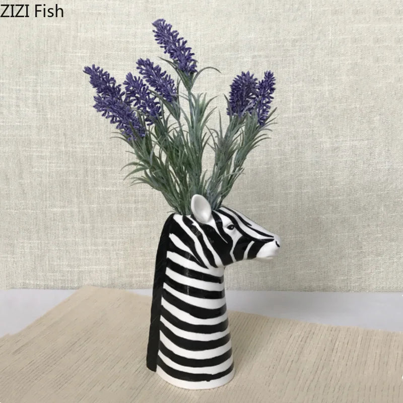 decorative zebra ceramic vase for floral arrangements