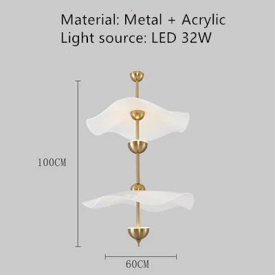 Nordic LED chandelier in gold metal and decorative acrylic for interiors