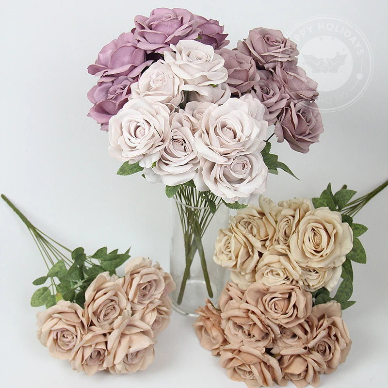 Vintage silk rose bouquet for festive decoration