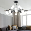 Nordic iron chandelier with LED glass balls for restaurant