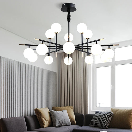 Nordic iron chandelier with LED glass balls for restaurant - vue 2 sur 20