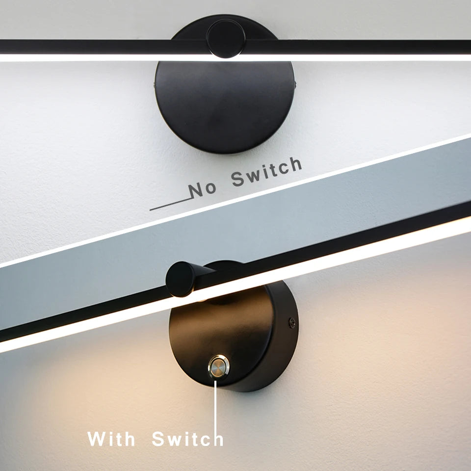 Nordic LED indoor wall light 8W white/black for home, bedroom, bedside or mirror with wall switch AC110V/220V - vue 10 sur 12