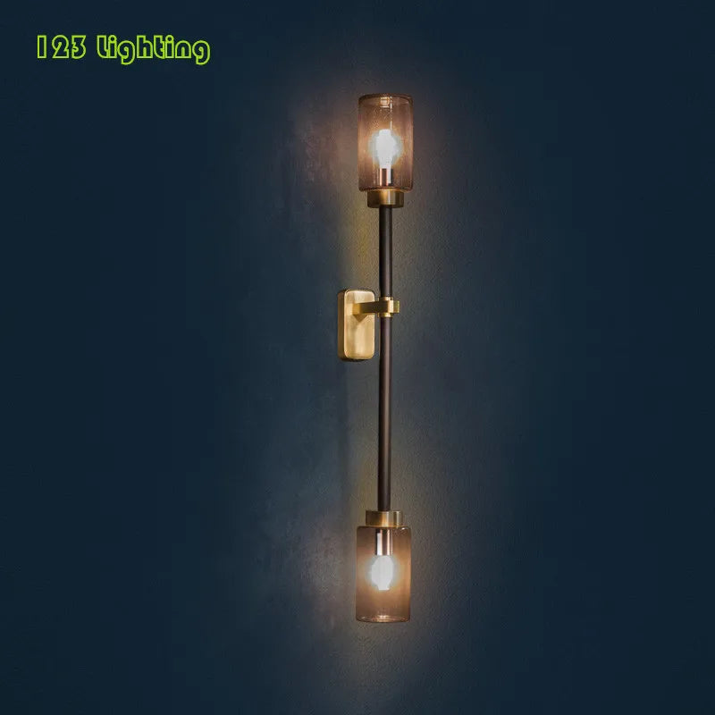 Modern glass and copper wall light for interior decoration