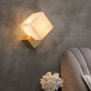 Luxury jade wall light modern LED home decor study living room bedroom bedside square marble lighting fixture