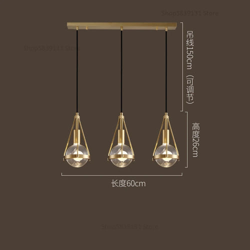 Nordic copper and crystal LED pendant light - vue 10 sur 12