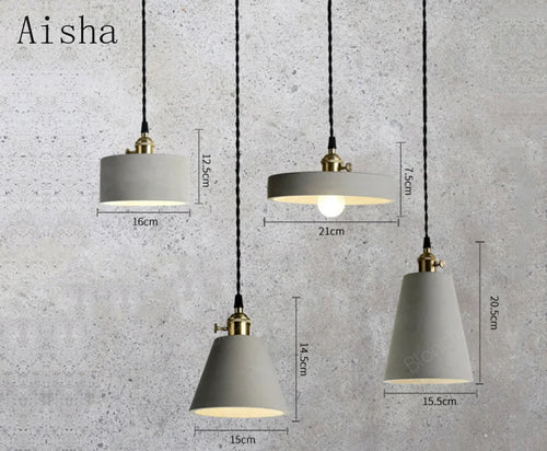 Industrial cement pendant light for table and bar - vue 4 sur 23