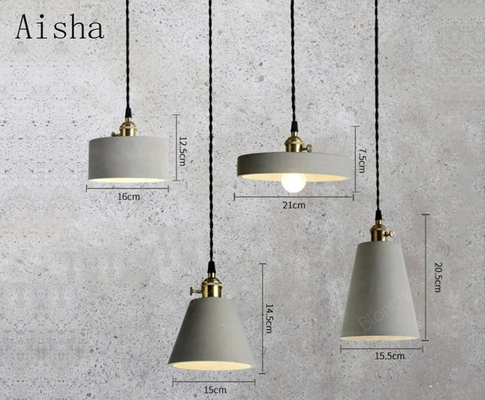 Industrial cement pendant light for table and bar - vue 3 sur 23