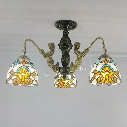 Mediterranean Tiffany mermaid chandelier for creative interiors - vue 10 sur 17