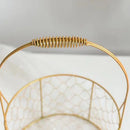 Handmade golden metal flower basket with handles