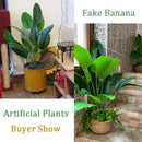 Artificial tropical banana tree with decorative palm leaves