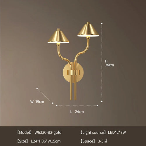 modern copper mushroom led wall light - vue 10 sur 10