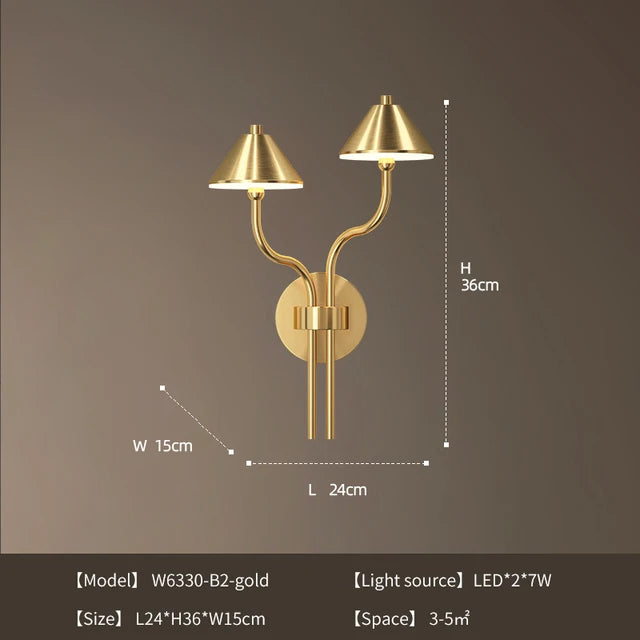 modern copper mushroom led wall light - vue 9 sur 10