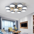 Modern LED ceiling light in acrylic and wood molecular design