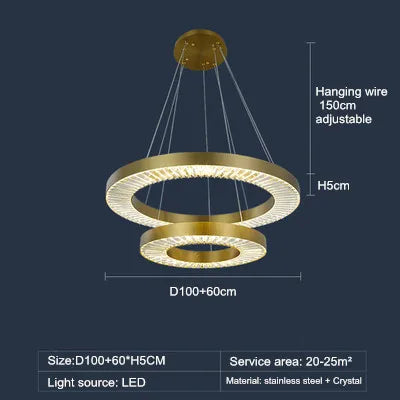 Luxury crystal chandelier modern Nordic style - vue 12 sur 12