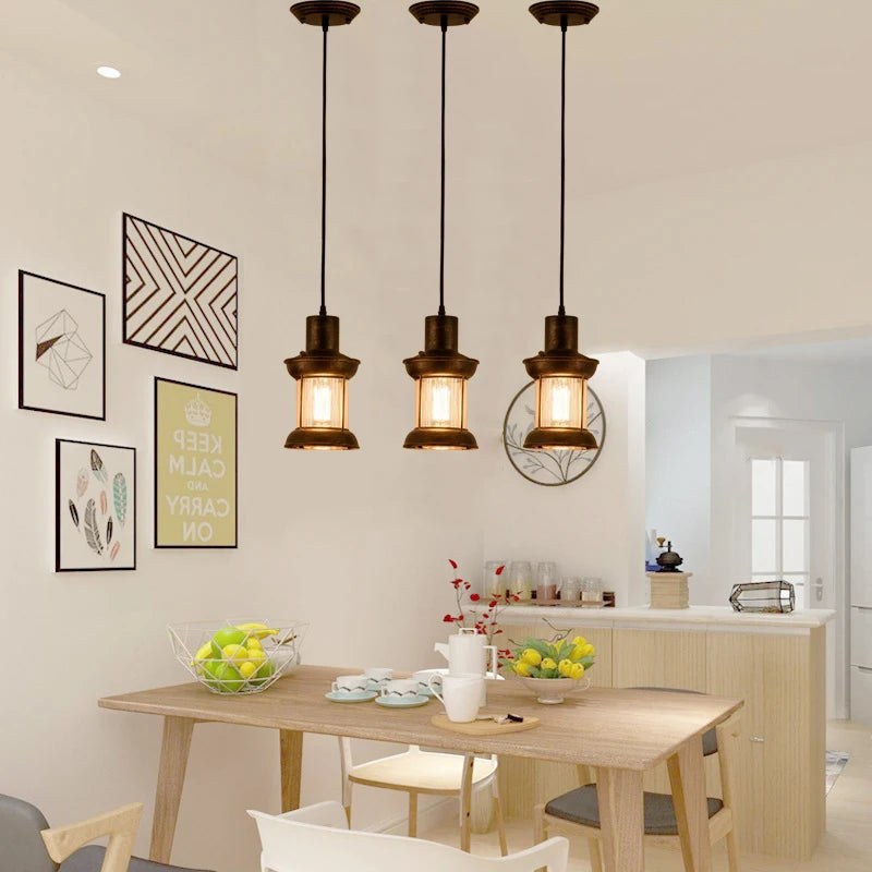 American vintage glass pendant light for café and restaurant - vue 4 sur 8