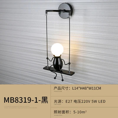 Modern iron humanoid wall light decorative indoor lamp - vue 14 sur 18