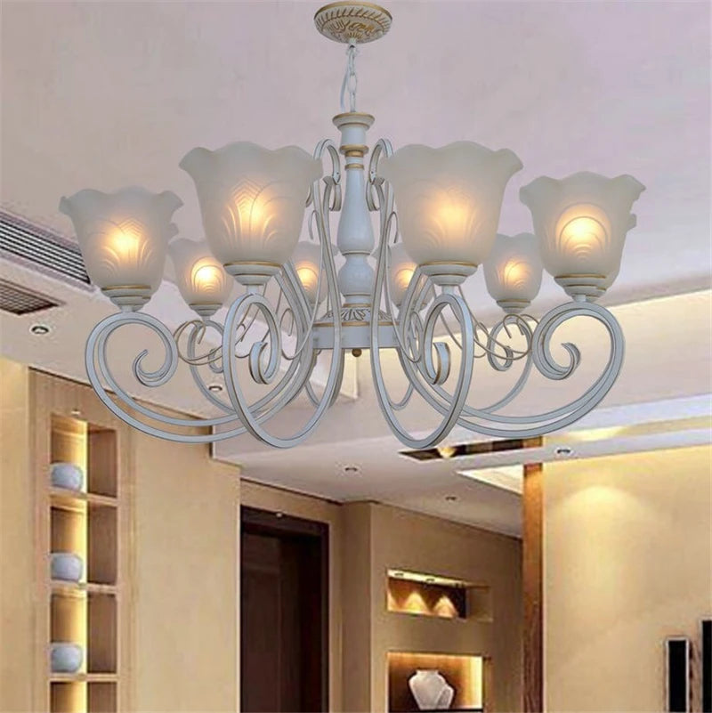 Vintage wrought iron chandelier european retro style lighting - vue 4 sur 6