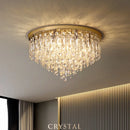 Modern LED ceiling light in chrome steel with K9 crystals art deco