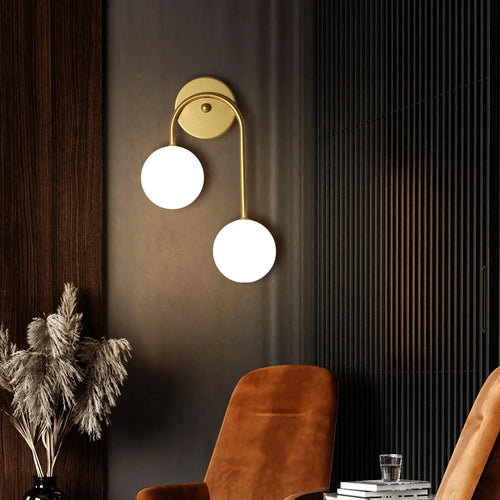 Nordic style gold copper wall light with soft LED commercial lighting