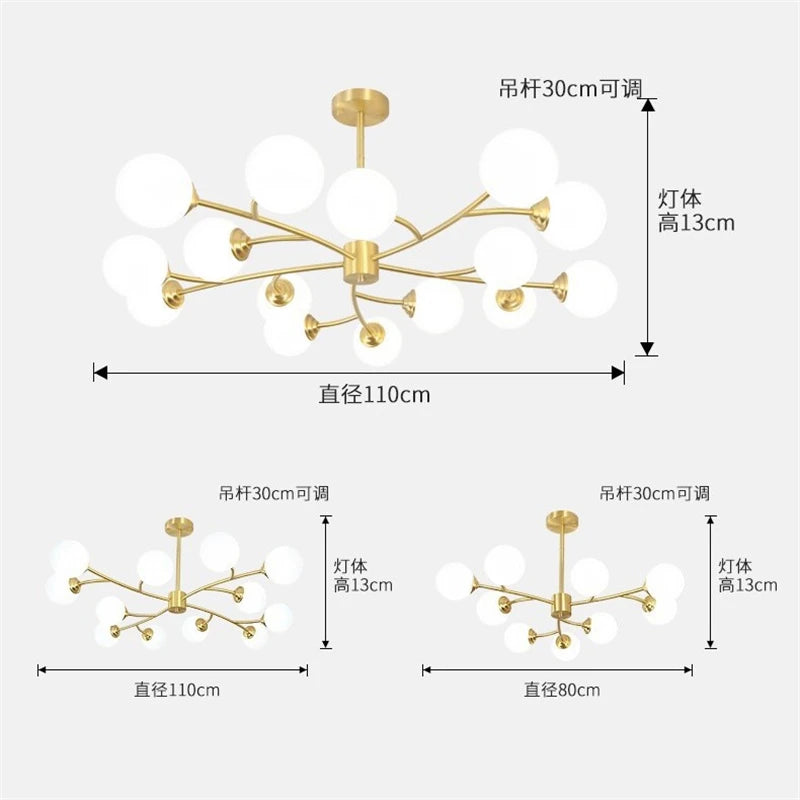 Modern LED chandelier nordic molecular pendant light - vue 5 sur 14