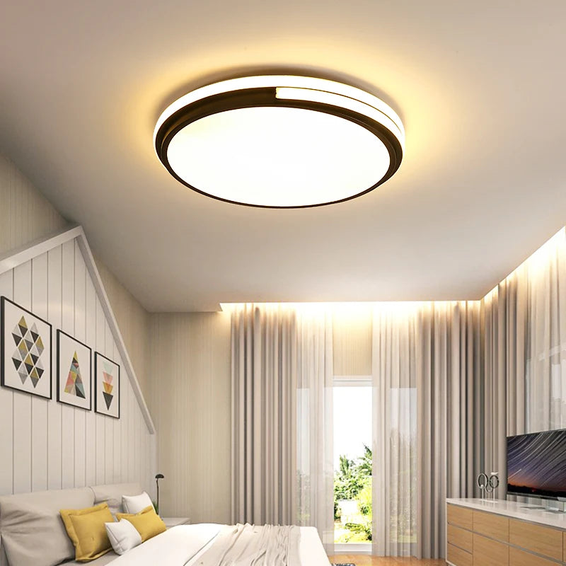 Round LED ceiling light with adjustable brightness for indoors
