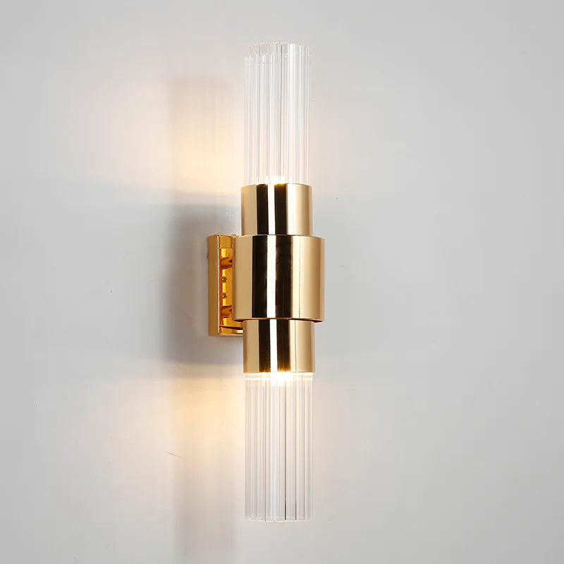 Modern decorative gold glass LED wall light for indoor use