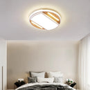 Modern nordic square LED ceiling light in wood and iron, minimalist