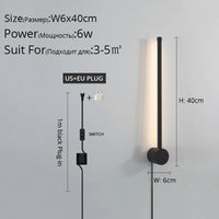 Simple wall light with plug modern LED for living room, study, bedroom, corridor, kitchen, bedside and hallway indoor lighting