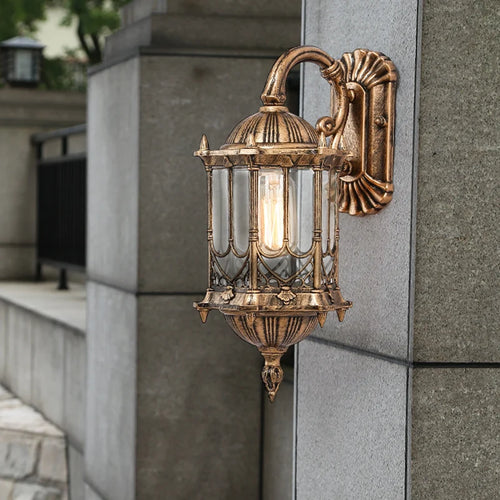 Vintage bronze outdoor waterproof wall light - vue 3 sur 12
