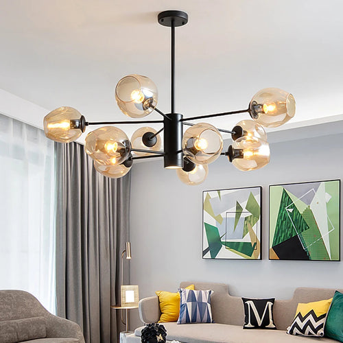 Modern Nordic glass and iron chandelier for decoration - vue 3 sur 16