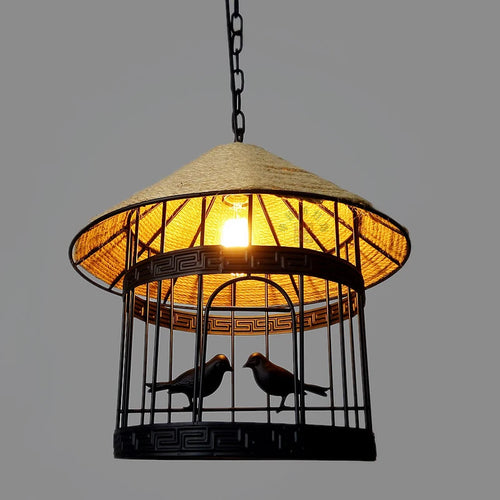 Industrial loft bird cage pendant light