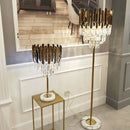 Postmodern LED lamp in stainless steel, crystal and golden marble