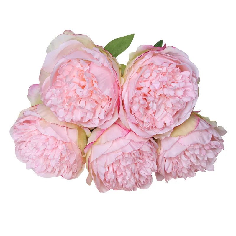 bouquet de 5 pivoines artificielles en soie pour décoration