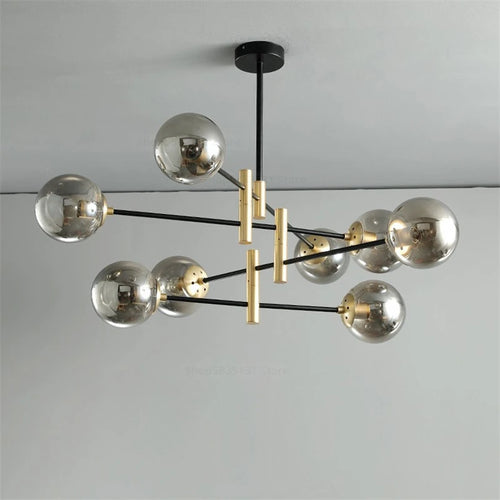 Modern LED glass ball chandelier nordic creative lighting - vue 2 sur 18