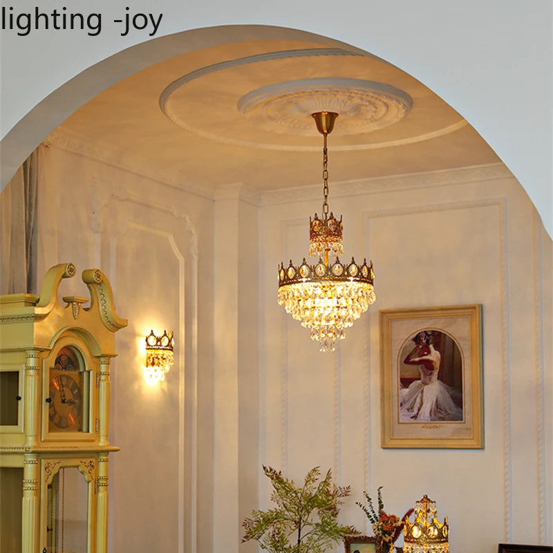 Modern crown crystal chandelier indoor decorative light - vue 6 sur 15