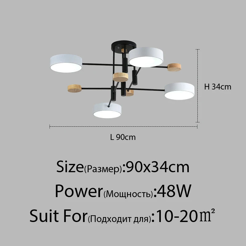 Contemporary nordic LED chandelier in minimalist wrought iron - vue 14 sur 15