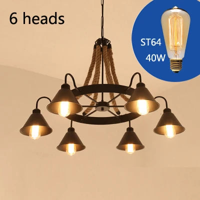 Vintage industrial wrought iron chandelier for loft and café - vue 11 sur 12