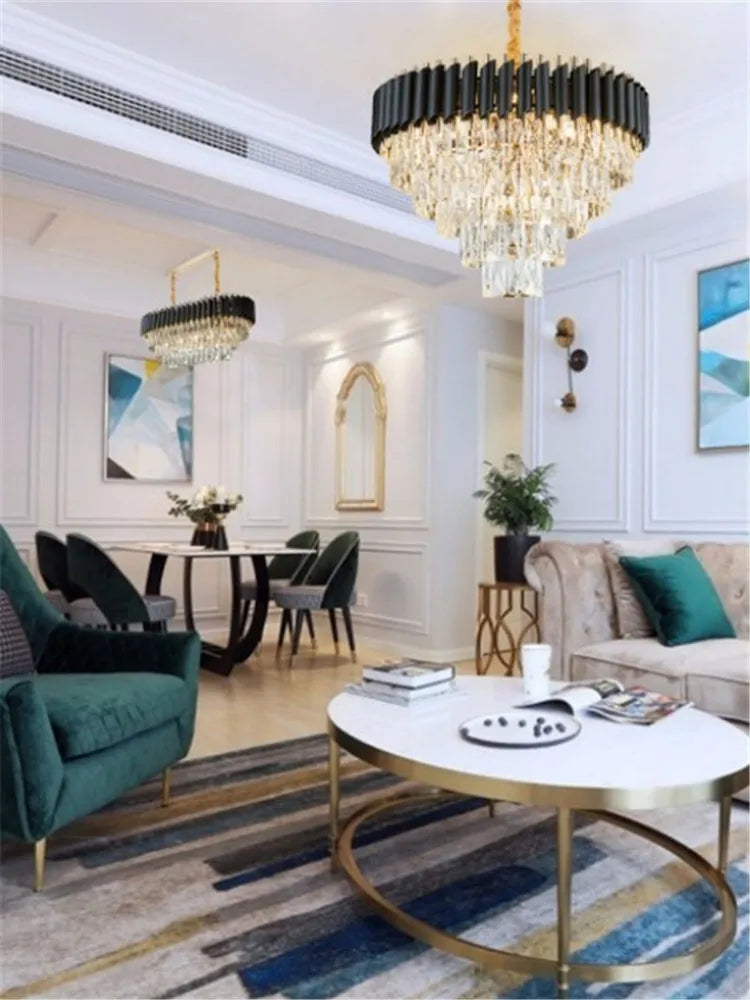 Modern crystal pendant chandelier for elegant interiors - vue 4 sur 9