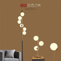 (May 16) Modern LED gold bar floor lamp with glass globes Inti