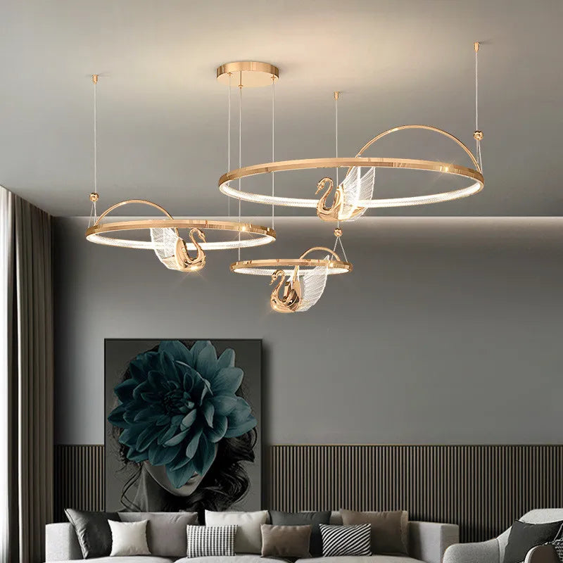 Modern dimmable pendant light swan design