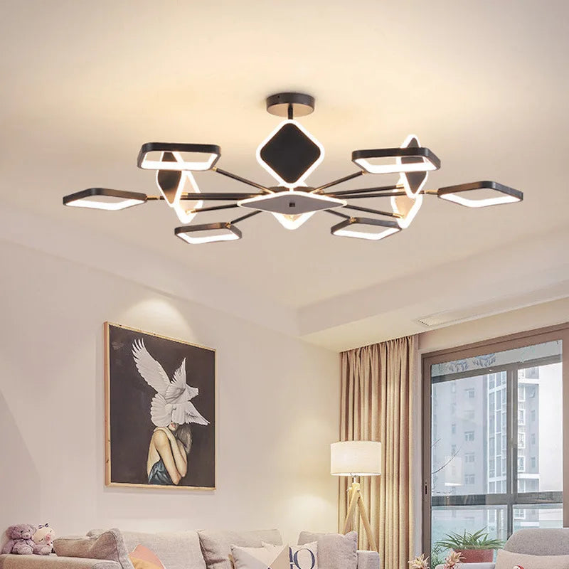 modern square led chandelier with dimmable intensity