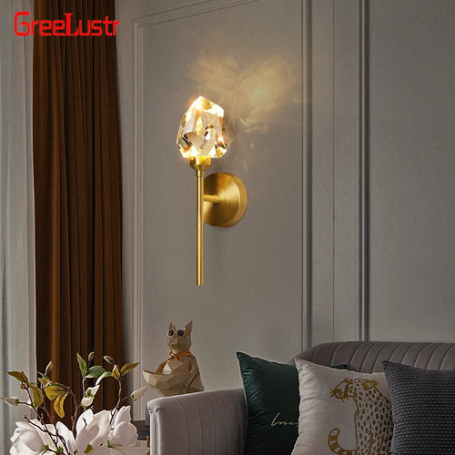 Modern luxury crystal LED wall light for home, bedside and hallway - vue 4 sur 13