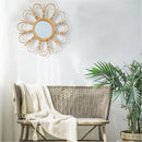 retro wicker wall mirror for home decor