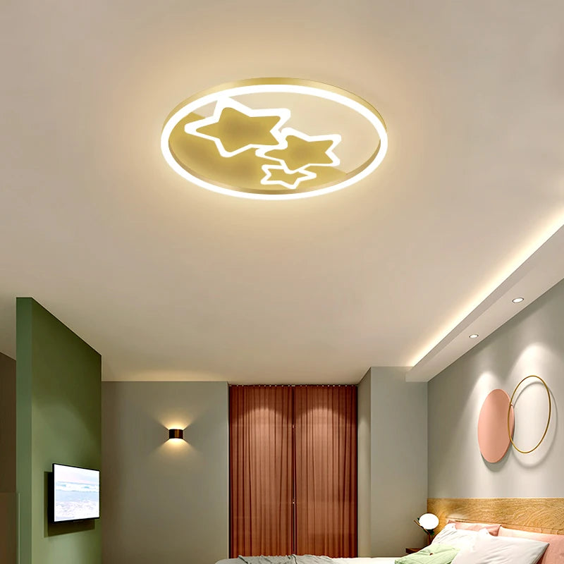 Round gold ceiling light with remote control for indoor use